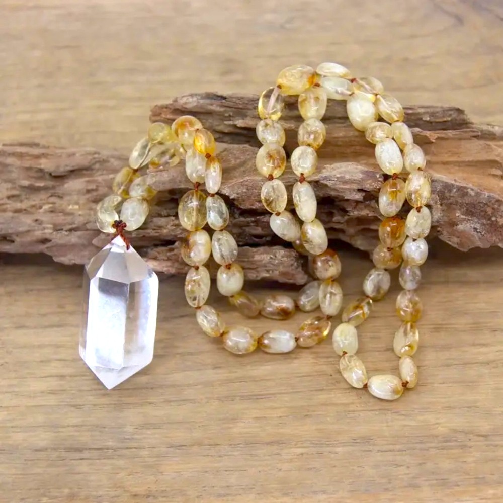 Citrine and double point Quartz necklace - Picture 3 of 3